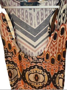 Tiger Girl sleeveless Maxi Dress w/ orange and black pattern.  Size M